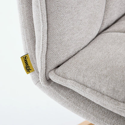 Grey Luxe Panel Stitch Swivel Chair with Wooden Legs - The Furniture Warehouse