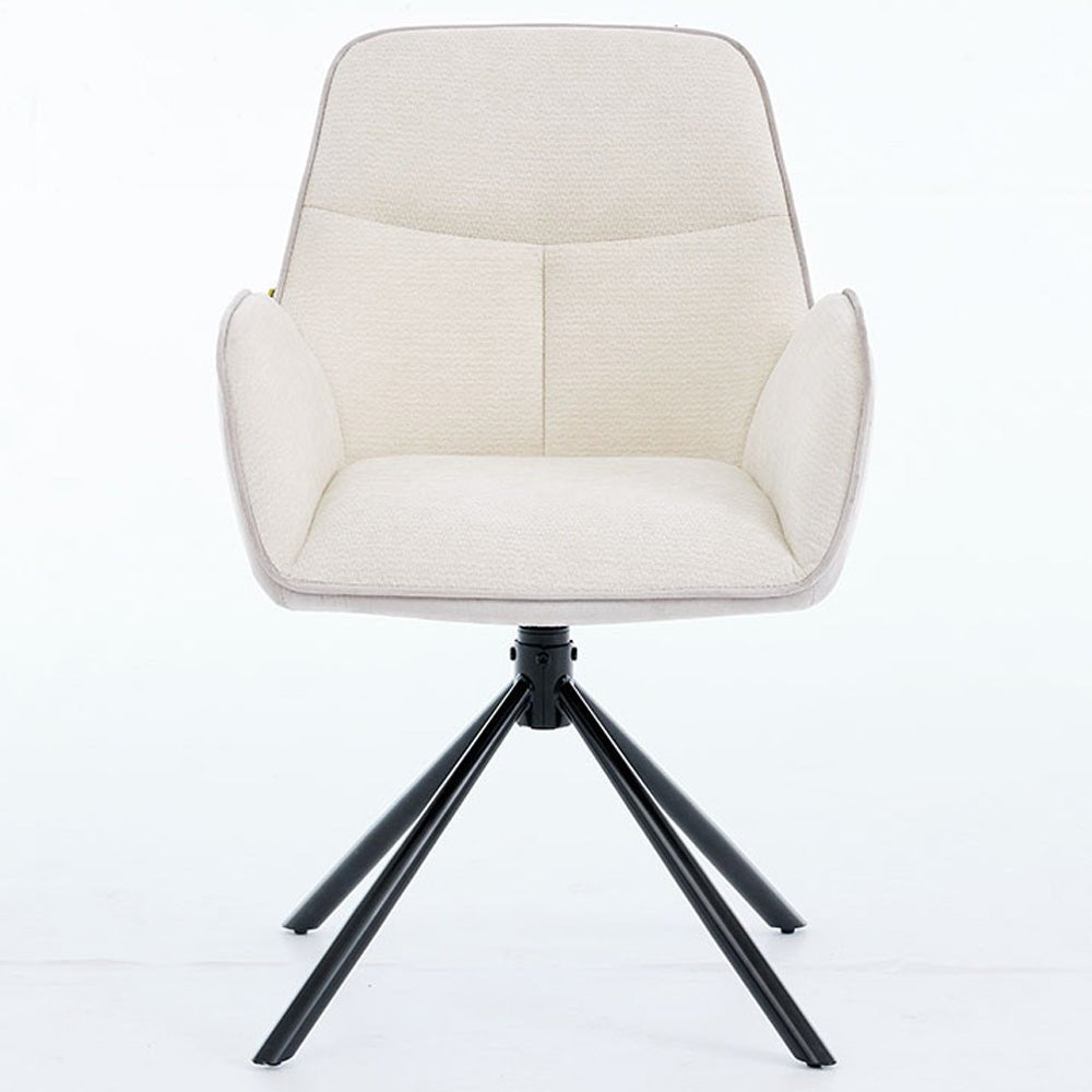 Grey Luxe T Stitch Swivel Chair with Metal Legs - The Furniture Warehouse