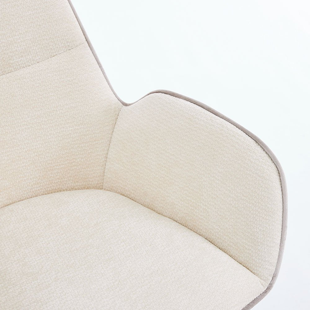 Grey Luxe T Stitch Swivel Chair with Wooden Legs - The Furniture Warehouse