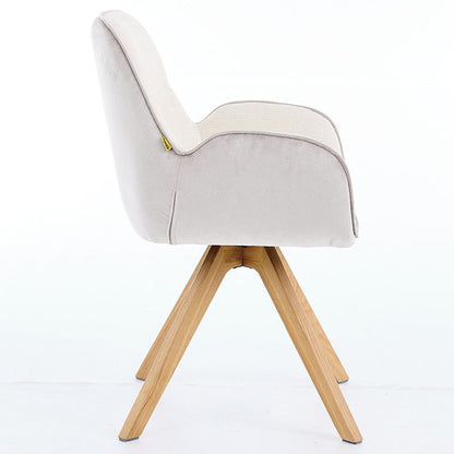 Grey Luxe T Stitch Swivel Chair with Wooden Legs - The Furniture Warehouse