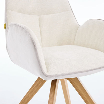 Grey Luxe T Stitch Swivel Chair with Wooden Legs - The Furniture Warehouse