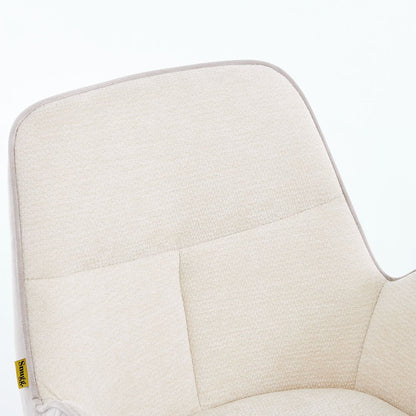 Grey Luxe T Stitch Swivel Chair with Wooden Legs - The Furniture Warehouse