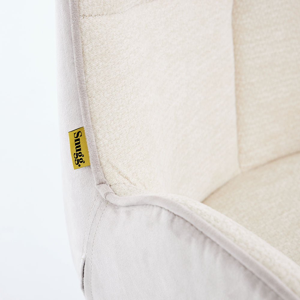 Grey Luxe T Stitch Swivel Chair with Wooden Legs - The Furniture Warehouse