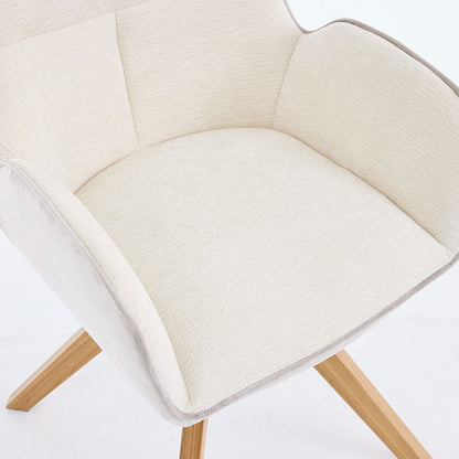 Grey Luxe T Stitch Swivel Chair with Wooden Legs - The Furniture Warehouse
