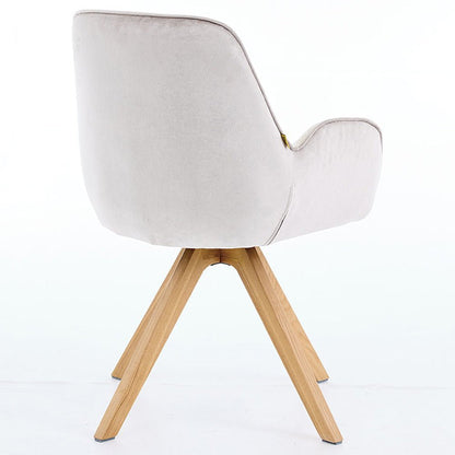 Grey Luxe T Stitch Swivel Chair with Wooden Legs - The Furniture Warehouse