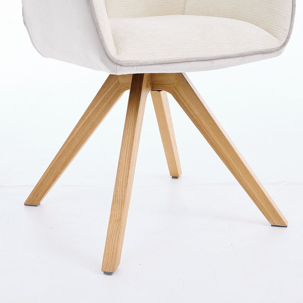 Grey Luxe T Stitch Swivel Chair with Wooden Legs - The Furniture Warehouse