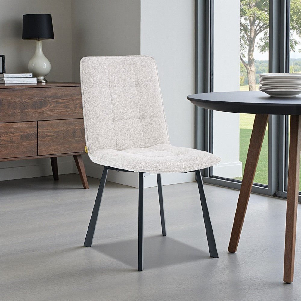 Grey Panel Stitch Chair with Metal Legs – The Furniture Warehouse