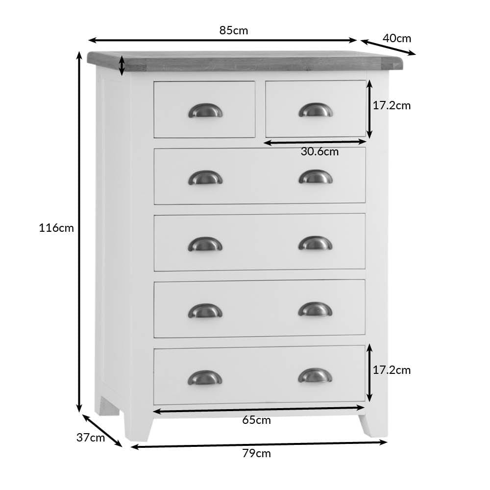 Hampshire Ivory Painted Oak 2 Over 4 Chest