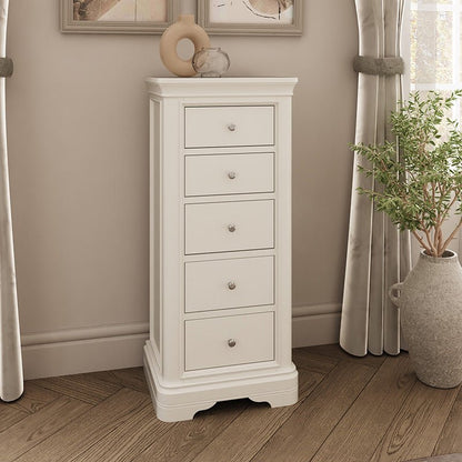Harrington Bone Painted 5 Drawer Chest - The Furniture Warehouse