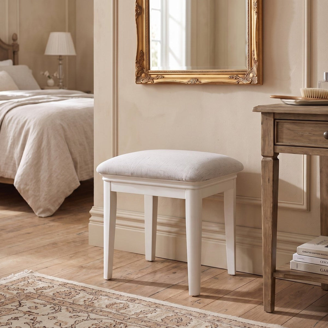 Harrington Bone Painted Dressing Stool - The Furniture Warehouse