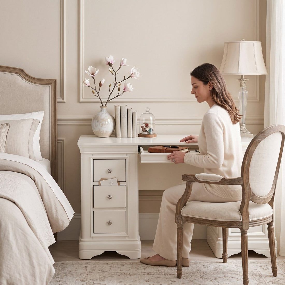 Harrington Bone Painted Dressing Table - The Furniture Warehouse