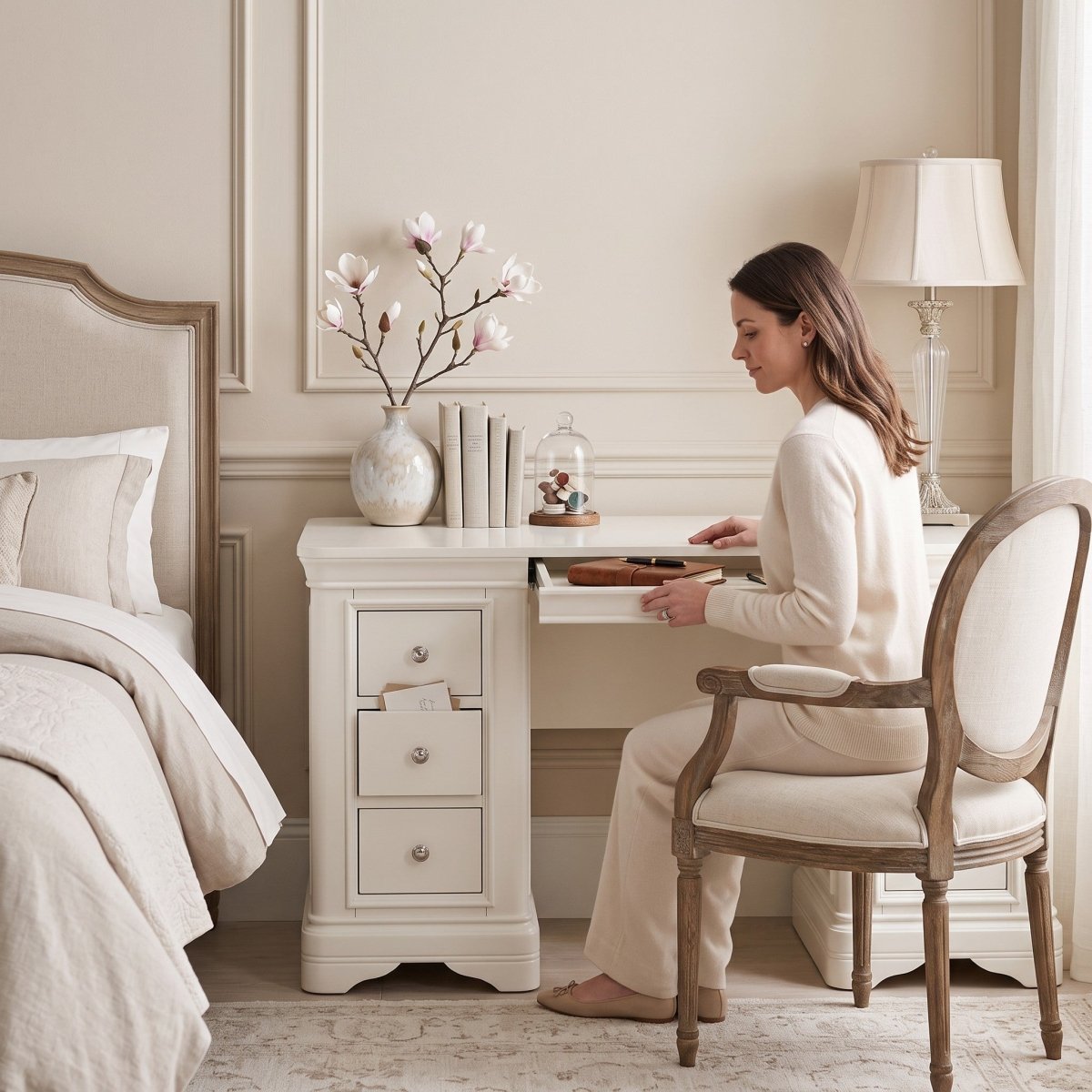 Harrington Bone Painted Dressing Table - The Furniture Warehouse
