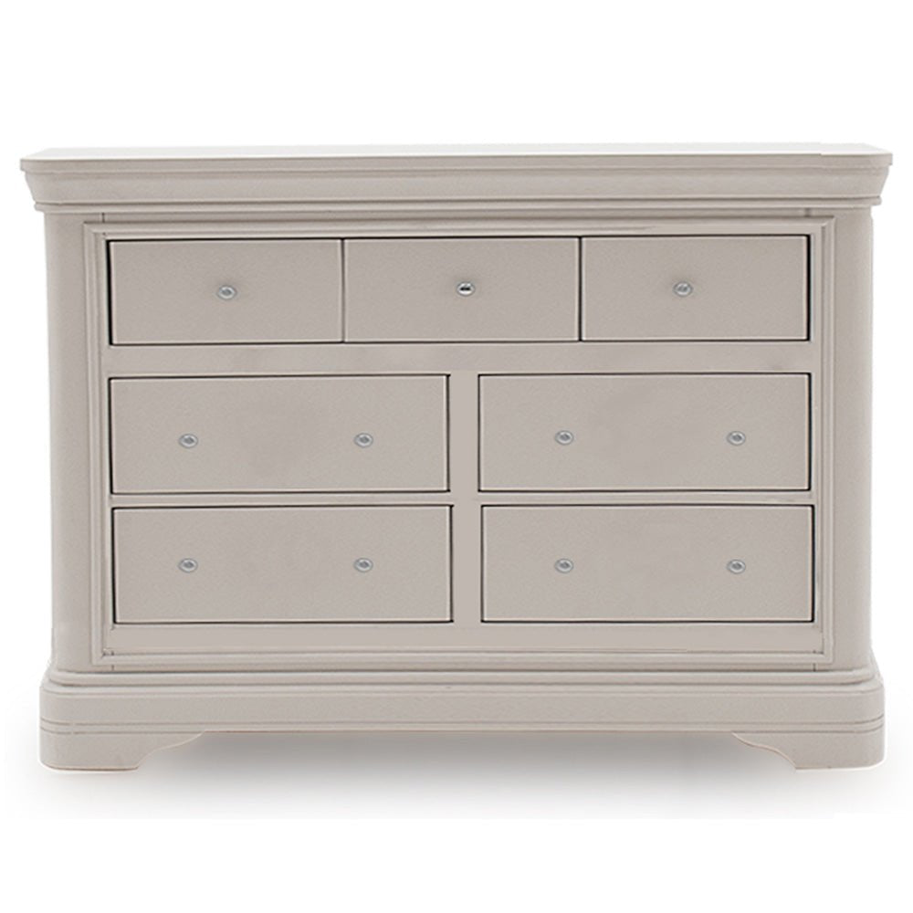 Harrington Taupe Painted 7 Drawer Chest - The Furniture Warehouse