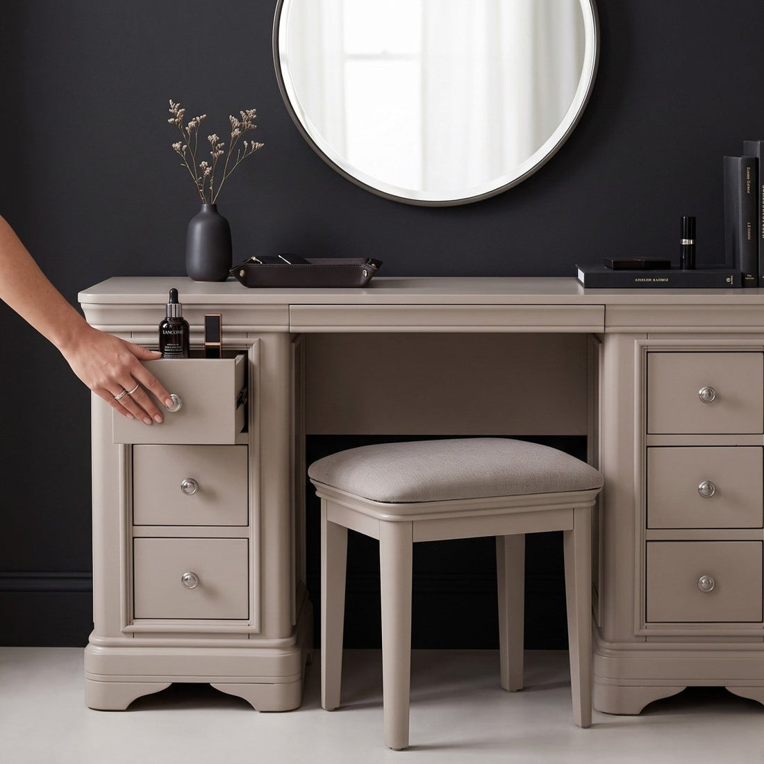 Harrington Taupe Painted Dressing Table - The Furniture Warehouse