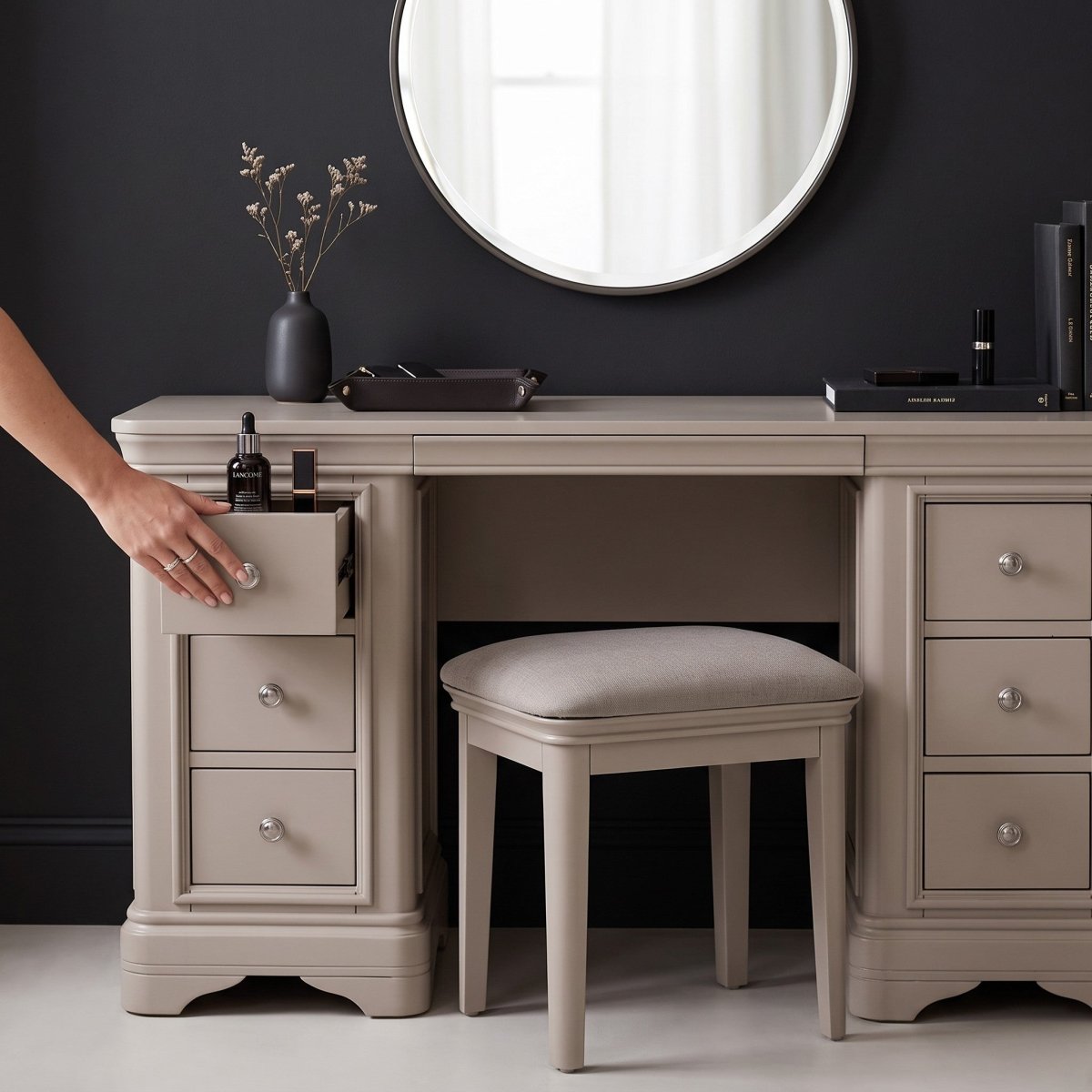 Harrington Taupe Painted Dressing Table - The Furniture Warehouse
