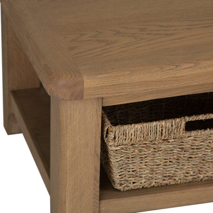 Wessex Smoked Oak Coffee Table With Wicker Baskets