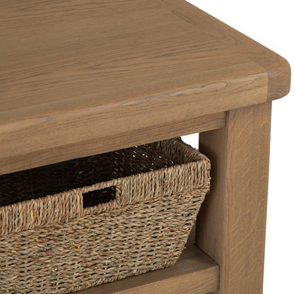 Wessex Smoked Oak Coffee Table With Wicker Baskets