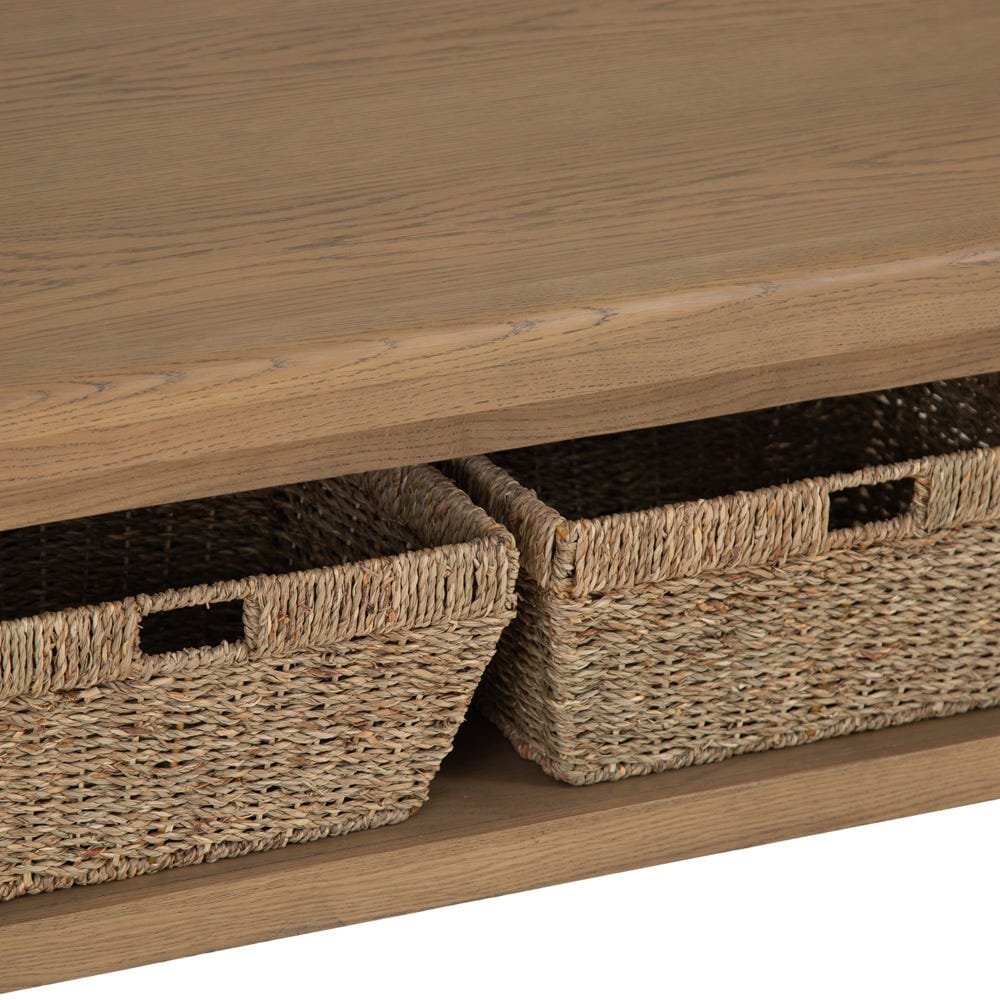 Wessex Smoked Oak Coffee Table With Wicker Baskets