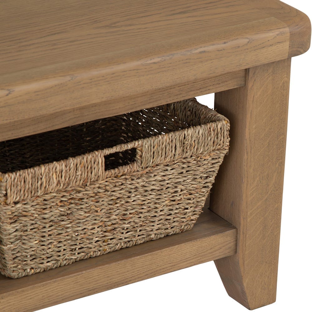 Wessex Smoked Oak Coffee Table With Wicker Baskets