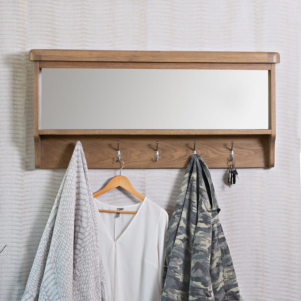 Wessex Smoked Oak Mirrored Coat Rack