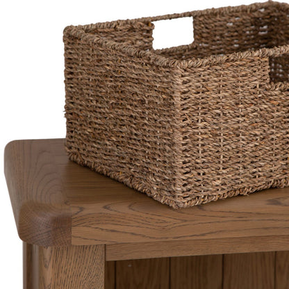 Wessex Smoked Oak Small Bookcase with Wicker Baskets