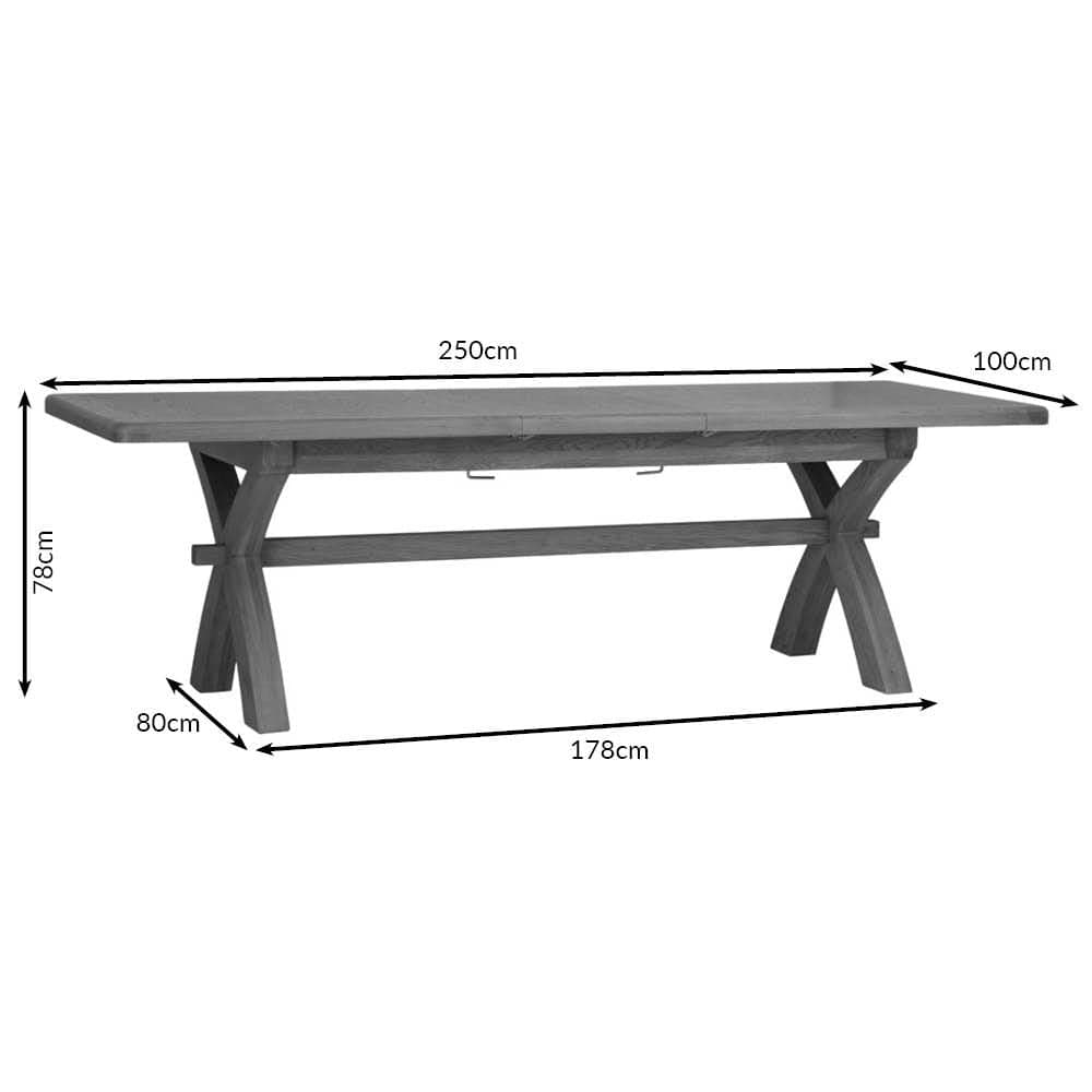 Wessex Smoked Oak 2.0m Extending Cross Leg Dining Table