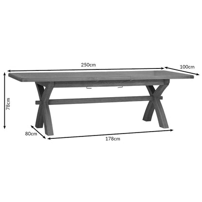 Wessex Smoked Oak 2.0m Extending Cross Leg Dining Table