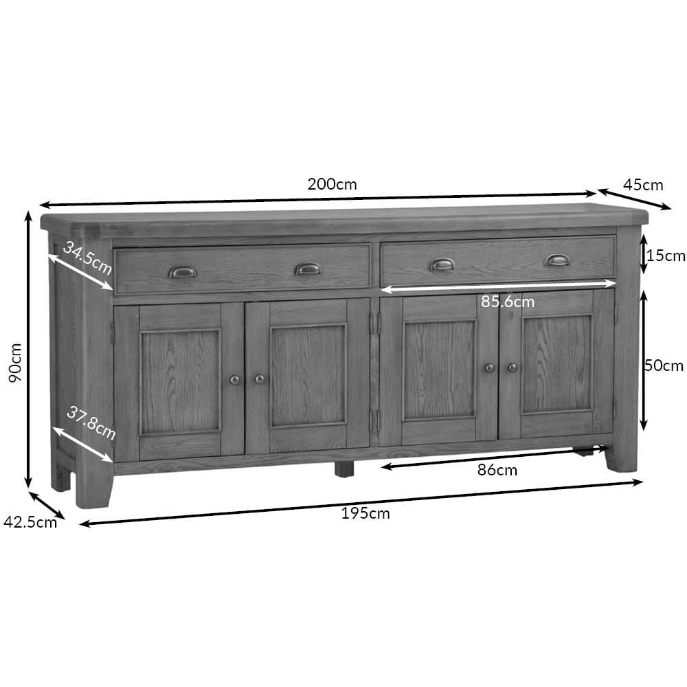 Wessex Smoked Oak Extra Large 4 Door Sideboard