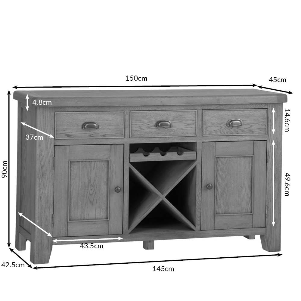 Wessex Smoked Oak Large Sideboard Wine Rack