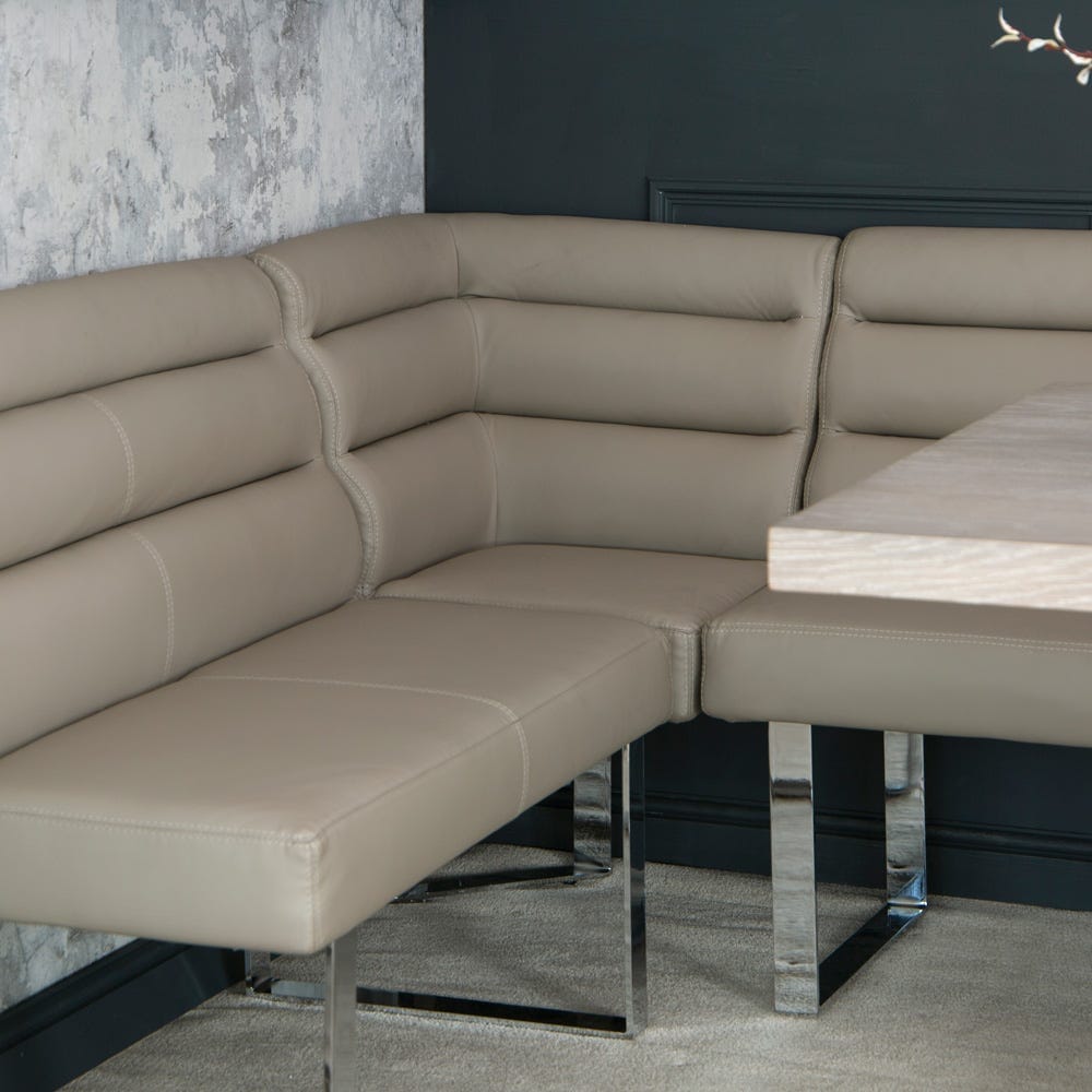 Milan Chrome &amp; Oak Corner Bench