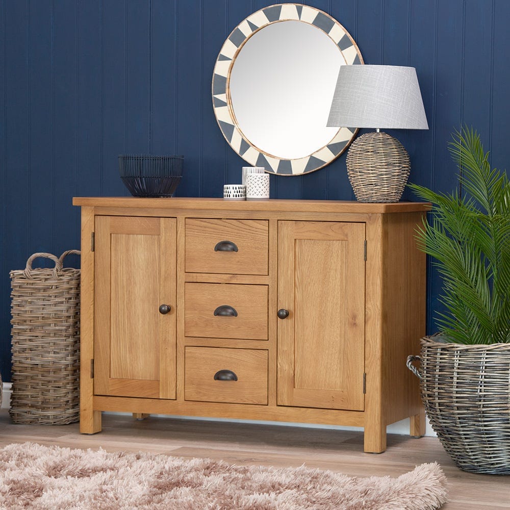 Rutland Oak 2 Door 3 Drawer Large Sideboard