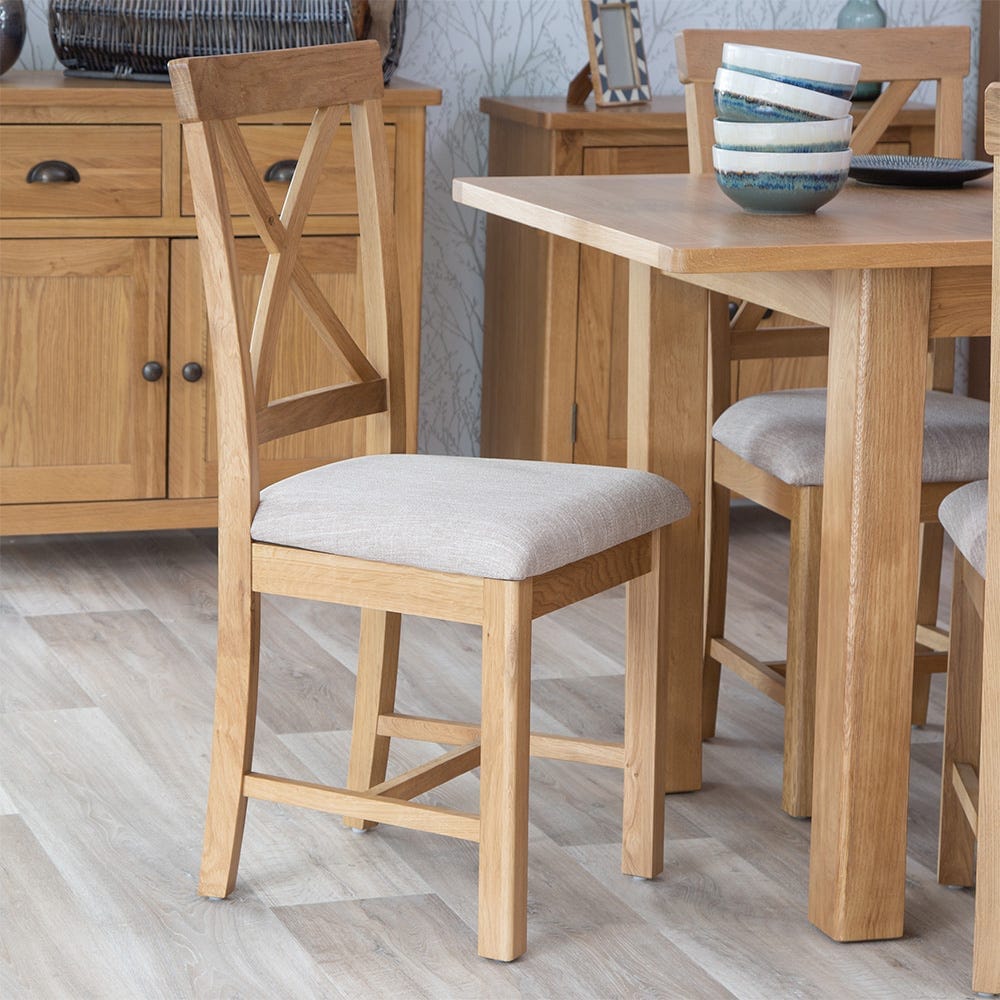 Rutland Oak Fabric Seat Dining Chair