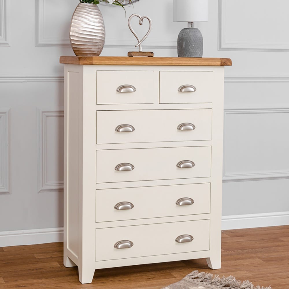 Hampshire Ivory Painted Oak 2 Over 4 Chest