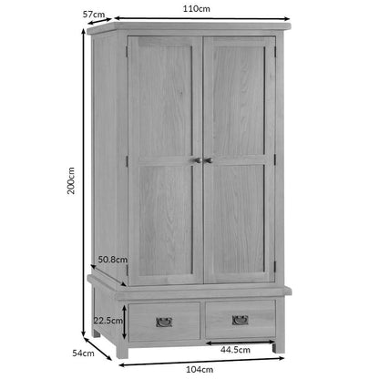 Winchester Oak 2 Door Wardrobe with Drawers