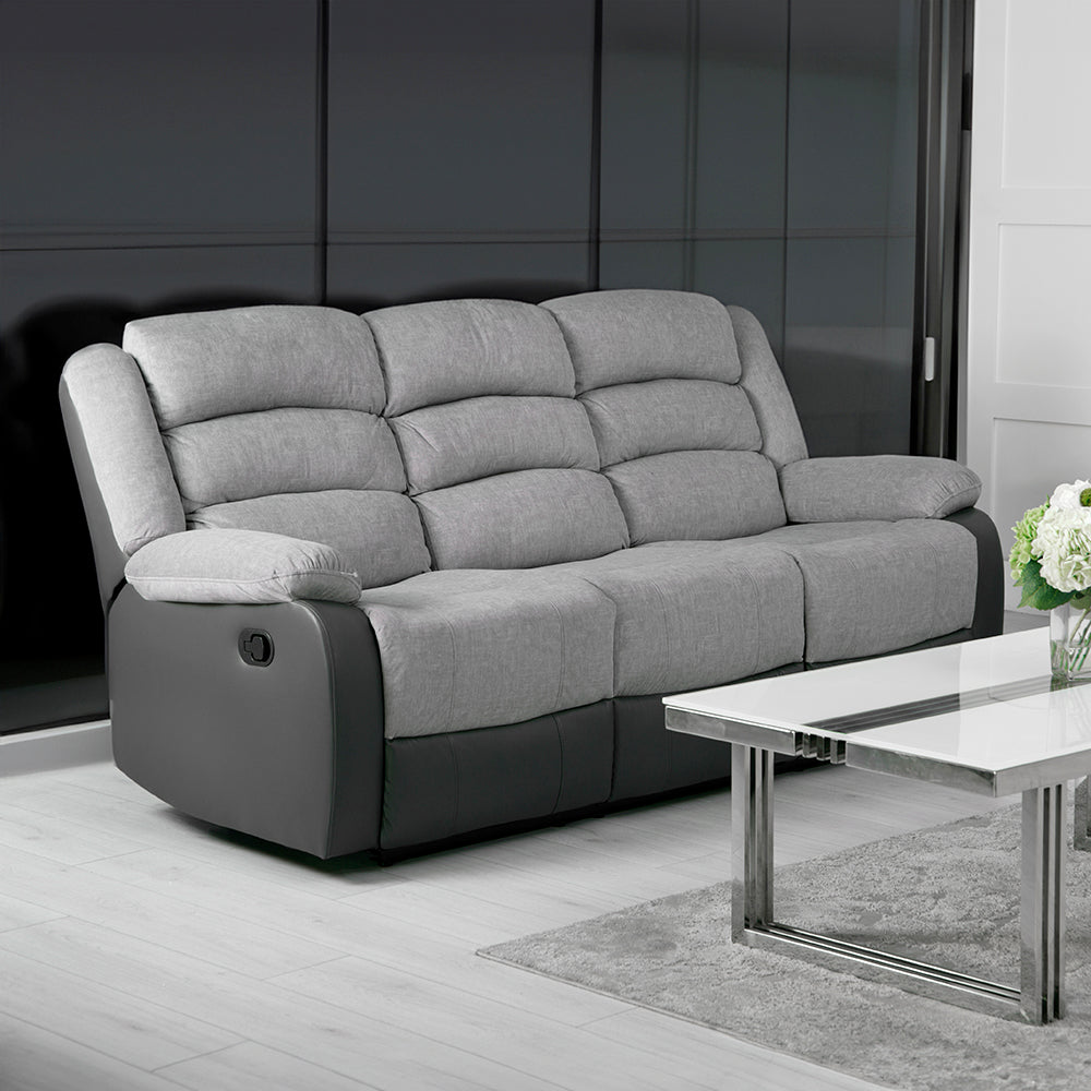 Lauren Grey 3 Seater Recliner Sofa