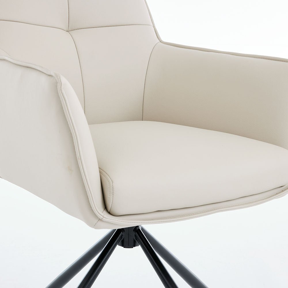 Light Grey Luxe Cross Stitch Swivel Chair with Metal Legs - The Furniture Warehouse