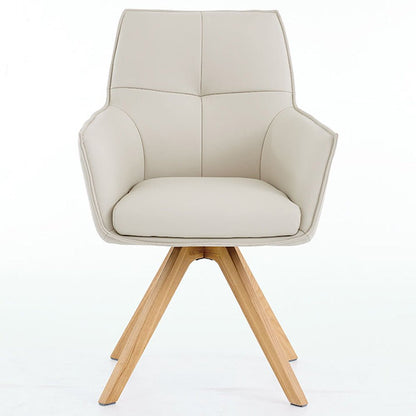 Light Grey Luxe Cross Stitch Swivel Chair with Wooden Legs - The Furniture Warehouse