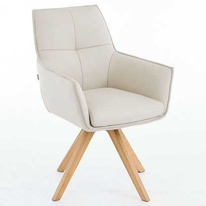 Light Grey Luxe Cross Stitch Swivel Chair with Wooden Legs - The Furniture Warehouse
