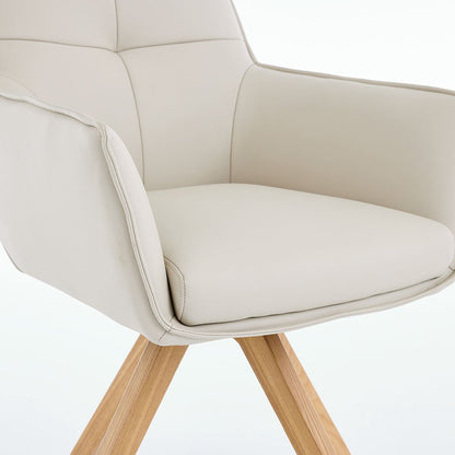 Light Grey Luxe Cross Stitch Swivel Chair with Wooden Legs - The Furniture Warehouse