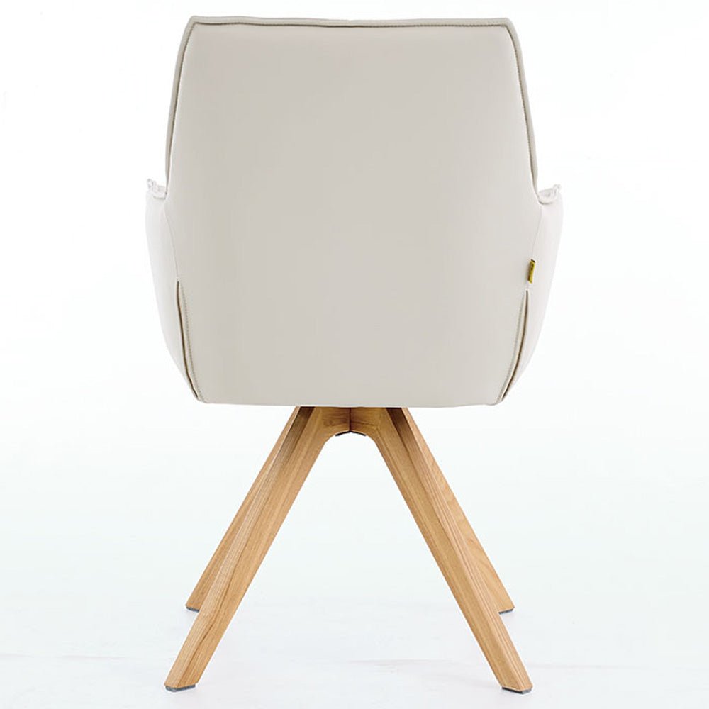 Light Grey Luxe Cross Stitch Swivel Chair with Wooden Legs - The Furniture Warehouse