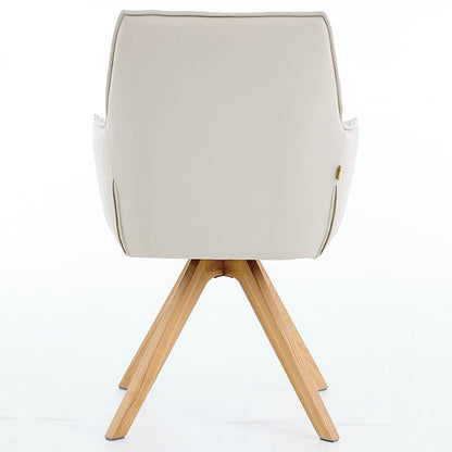 Light Grey Luxe Cross Stitch Swivel Chair with Wooden Legs - The Furniture Warehouse