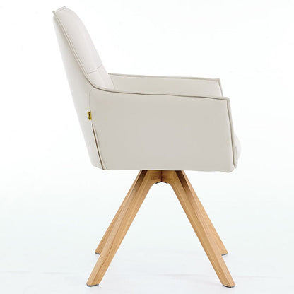 Light Grey Luxe Cross Stitch Swivel Chair with Wooden Legs - The Furniture Warehouse