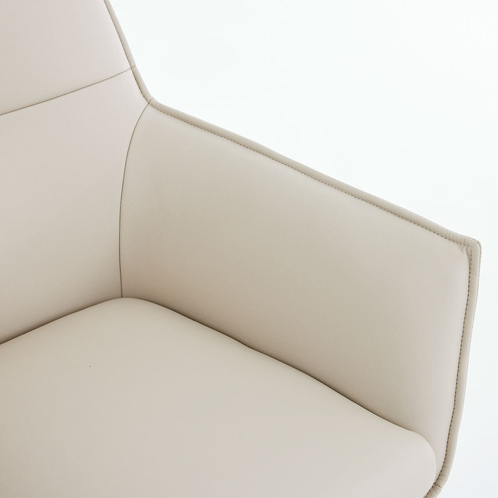 Light Grey Luxe Cross Stitch Swivel Chair with Wooden Legs - The Furniture Warehouse