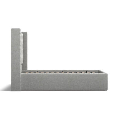 Lowick Grey Linen Double Upholstered Ottoman Bed Frame - The Furniture Warehouse