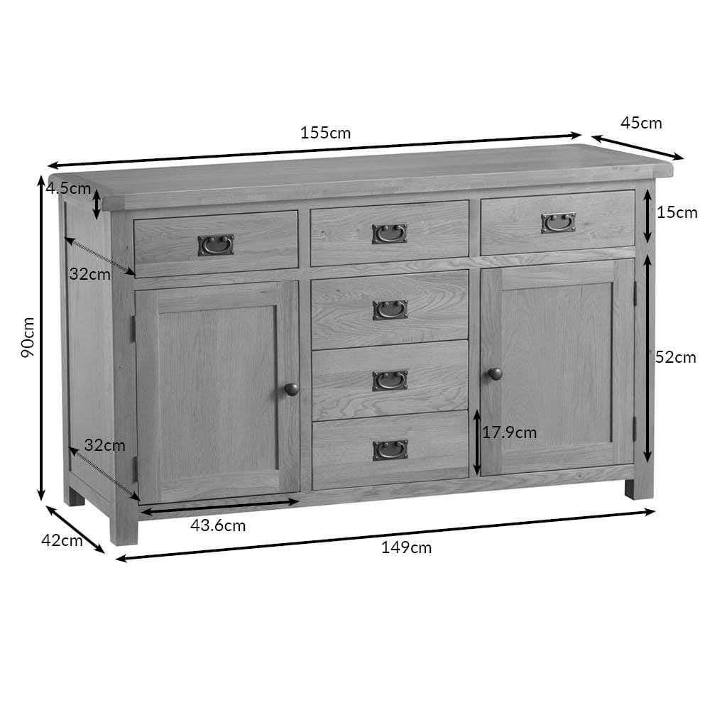 Winchester Oak Large 2 Door 6 Drawer Sideboard