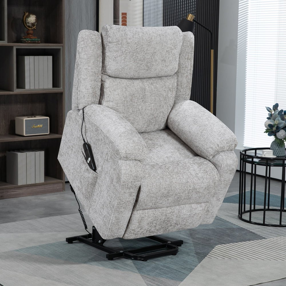 Lucca Silver Dual Motor Lift &amp; Tilt Armchair - The Furniture Warehouse