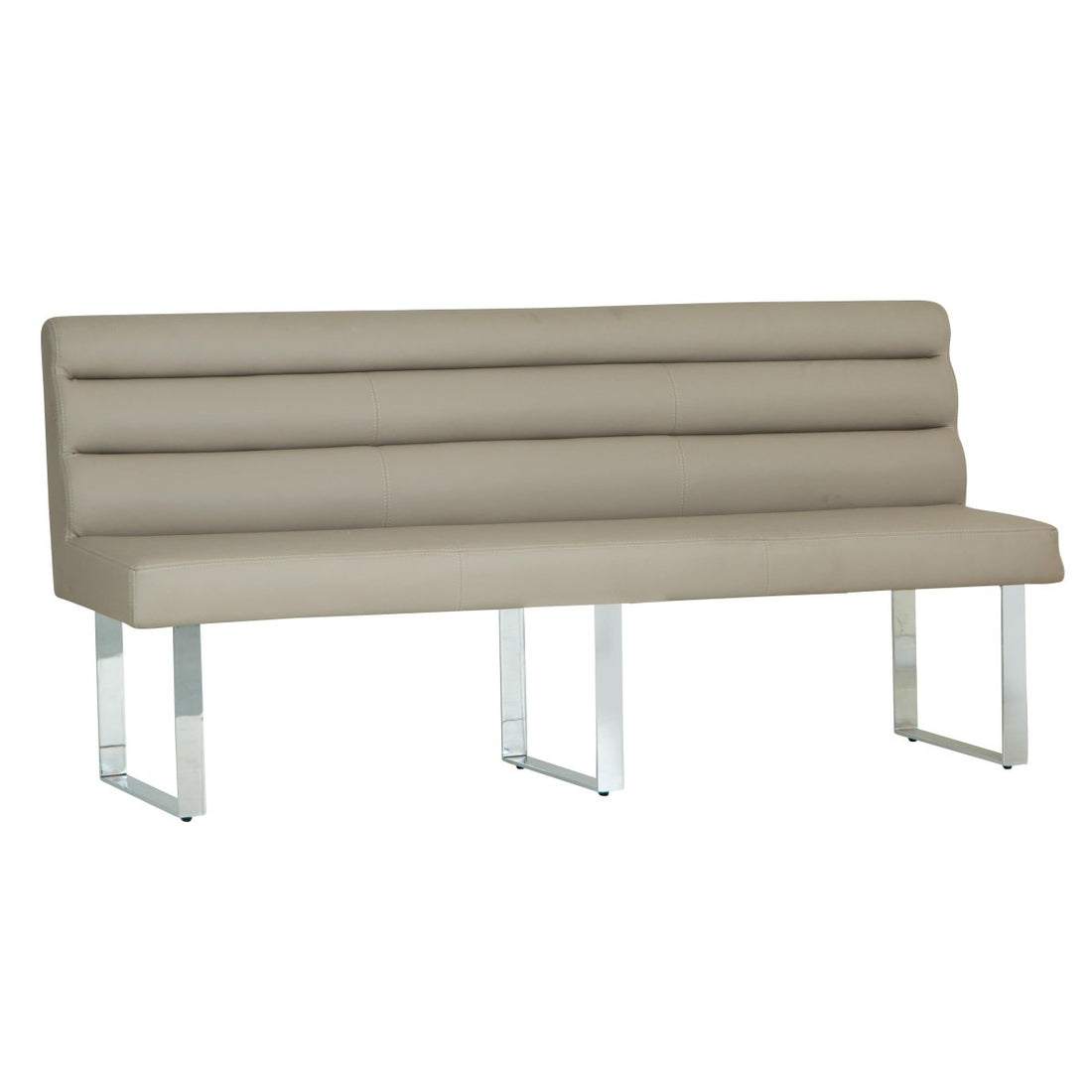 Milan Chrome &amp; Oak 1.8m Bench with Back - The Furniture Warehouse