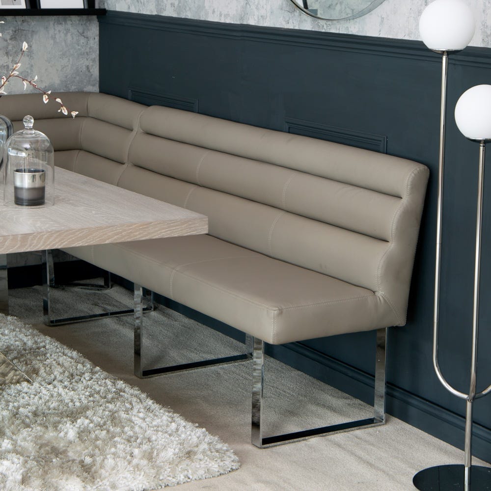 Milan Chrome &amp; Oak 1.8m Bench with Back - The Furniture Warehouse