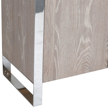 Milan Chrome &amp; Oak Glass Drinks Cabinet - The Furniture Warehouse