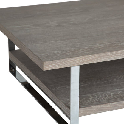 Milan Chrome &amp; Oak Large Coffee Table - The Furniture Warehouse